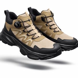 Men's Beige and Black Casual Athletic Sneakers
